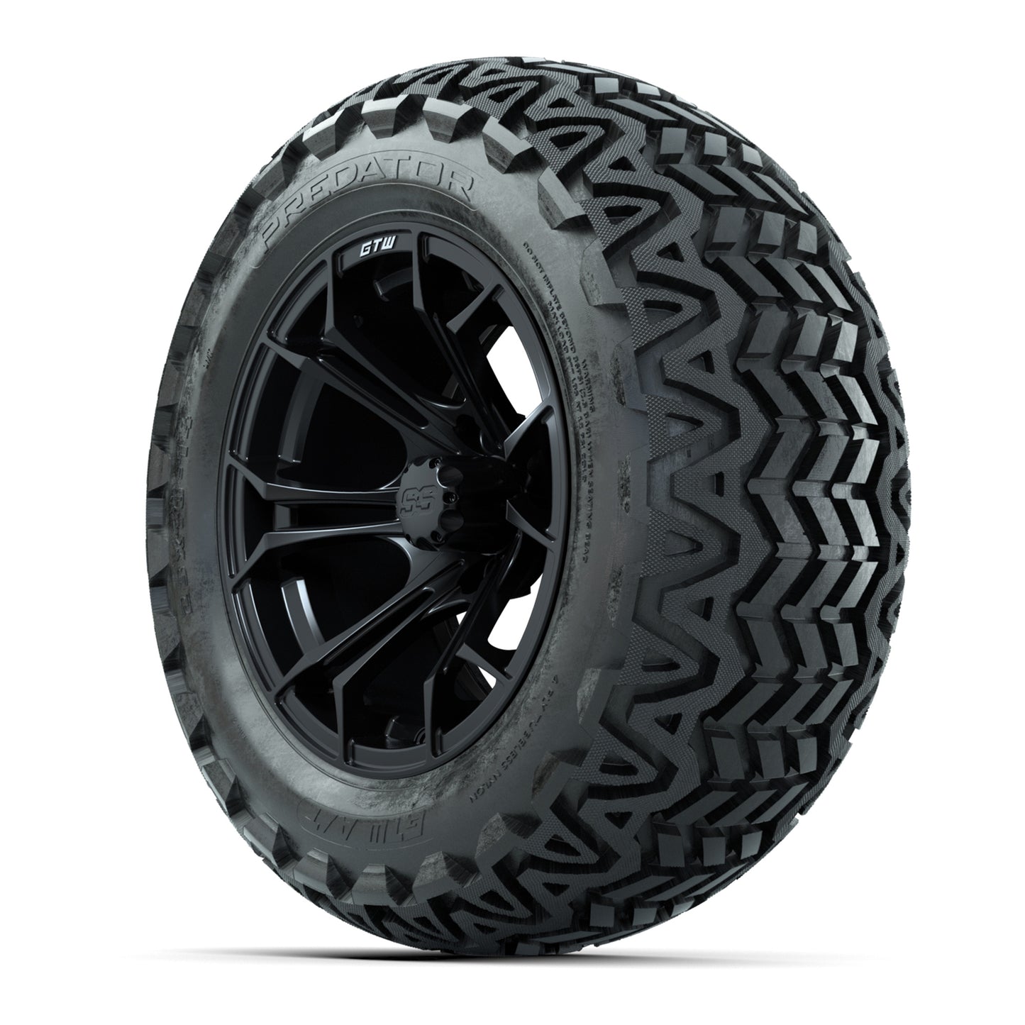 GTW Spyder Matte Black 14 in Wheels with 23x10-14 GTW Predator All-Terrain Tires – Full Set