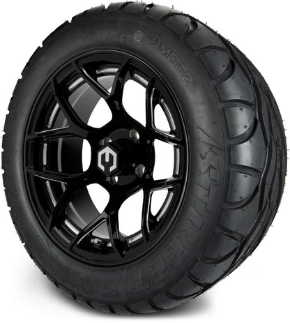 MODZ® 14" Renegade Glossy Black with Ball Mill Wheels & Street Tires Combo