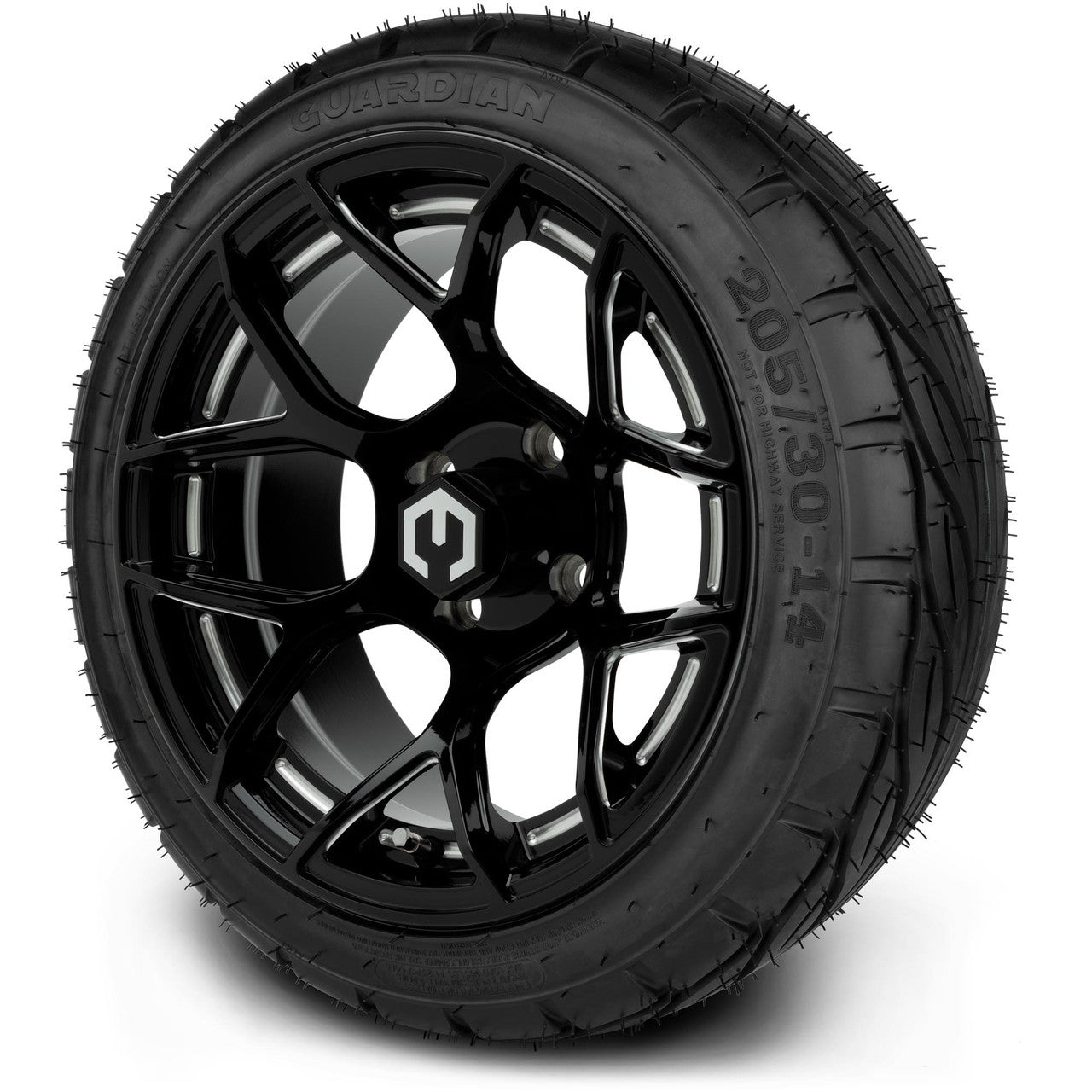MODZ® 14" Renegade Glossy Black with Ball Mill Wheels & Street Tires Combo