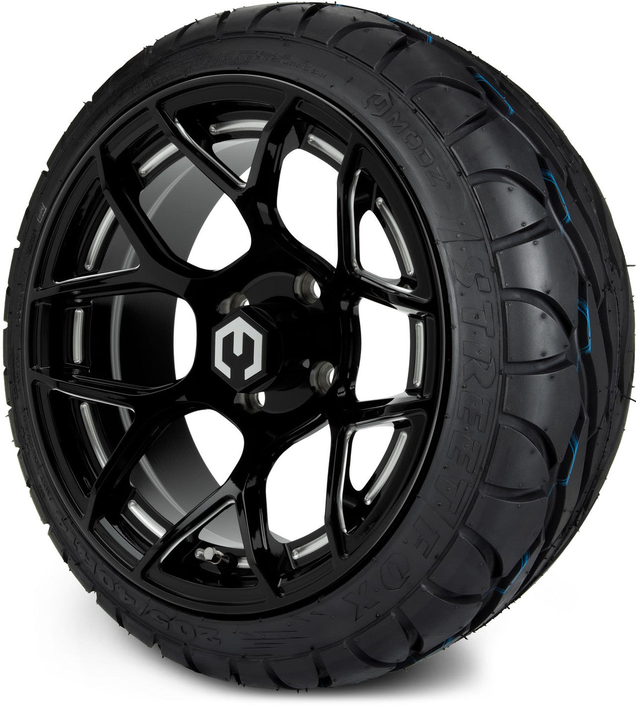 MODZ® 14" Renegade Glossy Black with Ball Mill Wheels & Street Tires Combo
