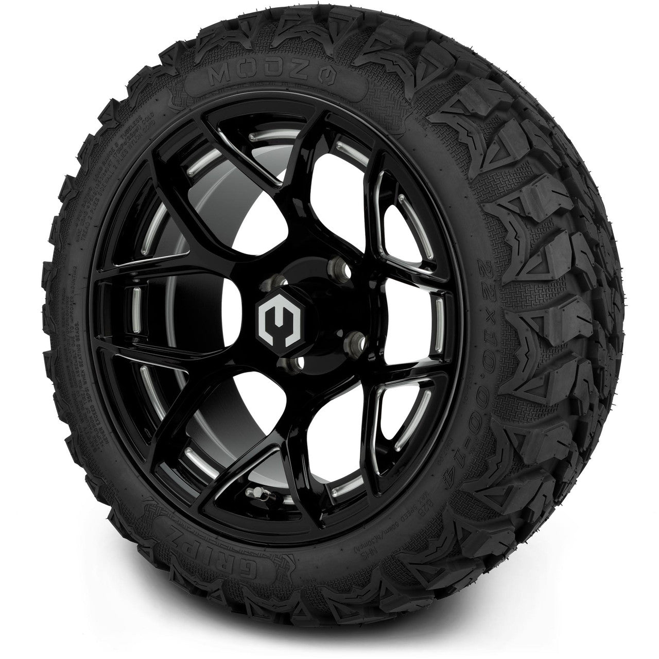 MODZ® 14" Renegade Glossy Black with Ball Mill Wheels & Off-Road Tires Combo