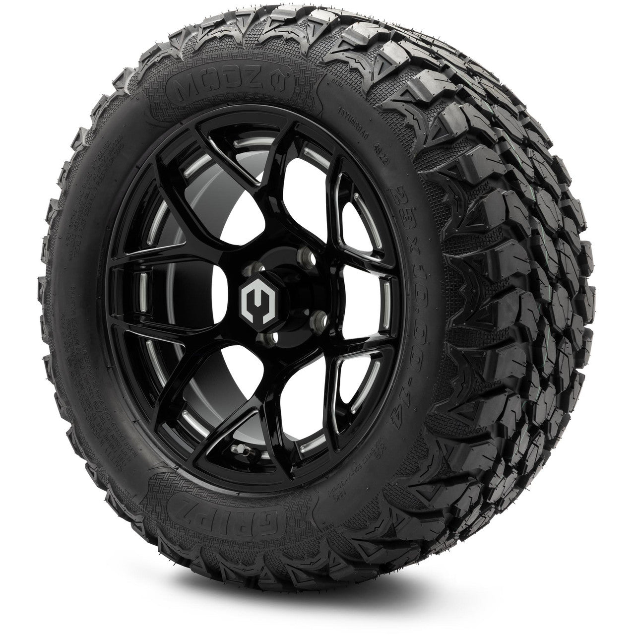 MODZ® 14" Renegade Glossy Black with Ball Mill Wheels & Off-Road Tires Combo