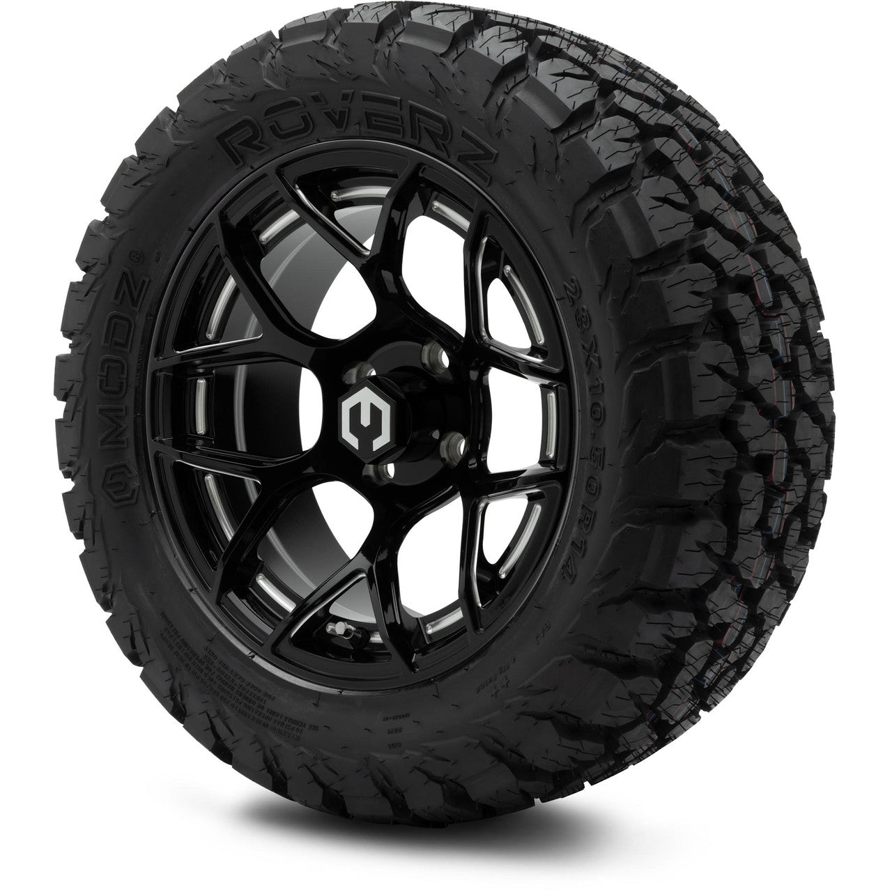 MODZ® 14" Renegade Glossy Black with Ball Mill Wheels & Off-Road Tires Combo