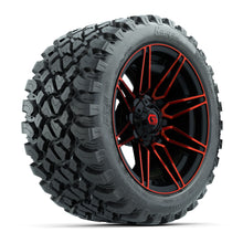 GTW® Stealth Red/Machined 14 in Wheels with 23X10-R14 Nomad Steel Belt Radial All-Terrain Tires – Full Set