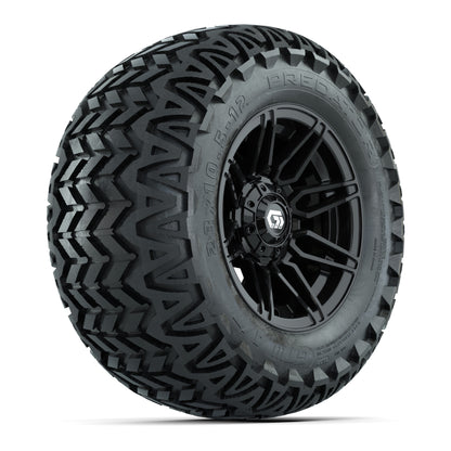 GTW® Stealth Gloss Black 12 in Wheels with 23X10.5-12 Predator All-Terrain Tires – Full Set