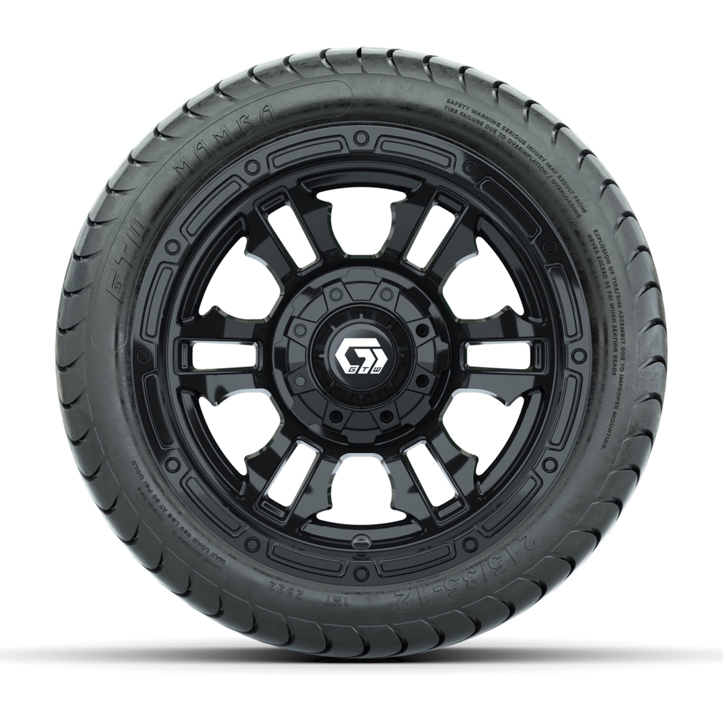GTW® Shogun Gloss Black 12 in Wheels with 215/35-12 Mamba Street Tires – Full Set