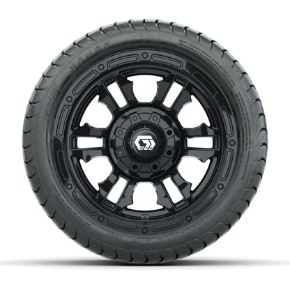 GTW® Shogun Gloss Black 12 in Wheels with 215/35-12 Mamba Street Tires – Full Set