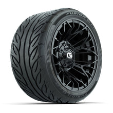 GTW® Stellar Black 12 in Wheels with 215/40-R12 Fusion GTR Steel Belt Radial Street Tires – Full Set