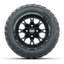 GTW® Vortex 2 Matte Black 12 in Wheels with 22X11-R12 Nomad Steel Belt Radial All-Terrain Tires – Full Set