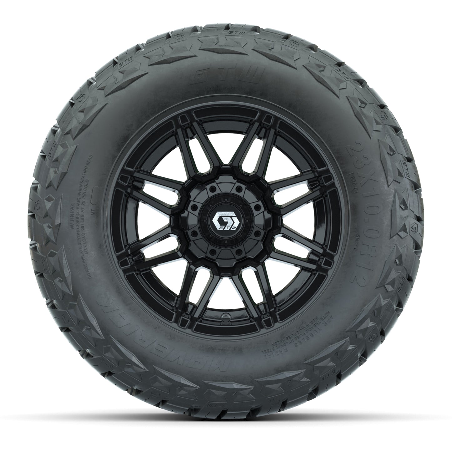 GTW Stealth Gloss Black 12 in Wheels with 23x10.00-R12 Maverick All-Terrain Tires – Full Set