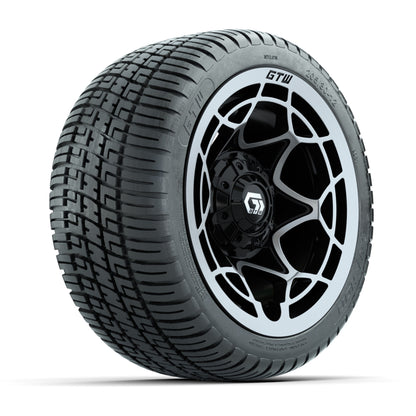 GTW® Nexus Black with Silver Face 12 in Wheels with 205/30-12 Fusion Street Tires - Full Set