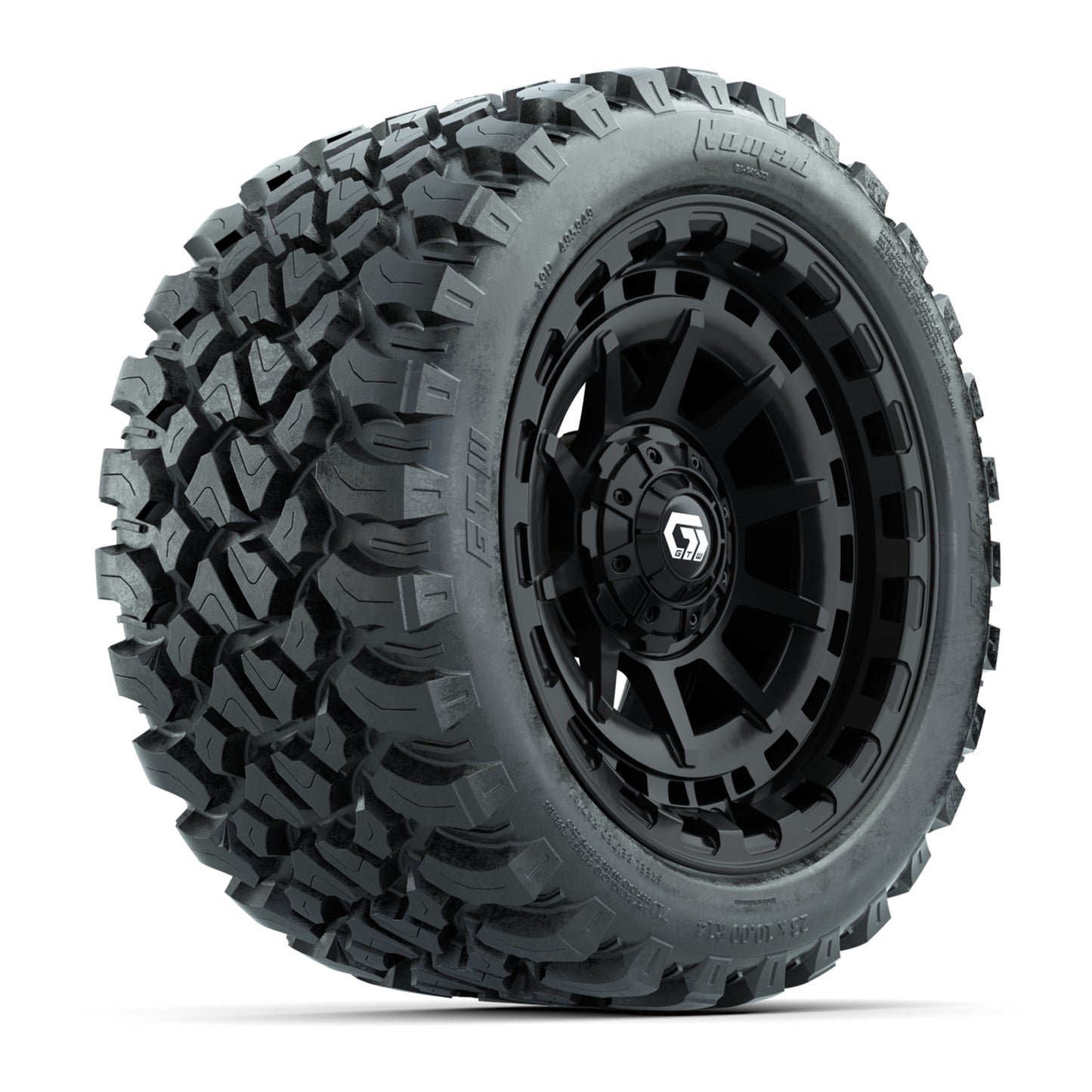 GTW® Barricade Black 14 in Wheels with 23X10-R14 Nomad Steel Belt Radial All-Terrain Tires – Full Set