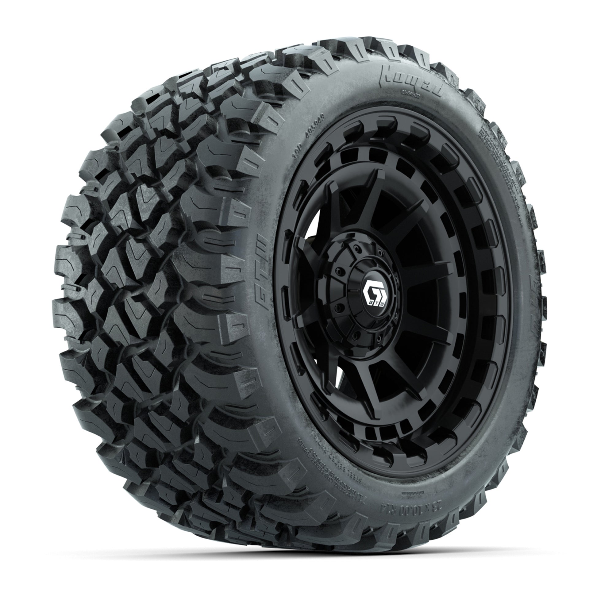 GTW® Barricade Black 14 in Wheels with 23X10-R14 Nomad Steel Belt Radial All-Terrain Tires – Full Set