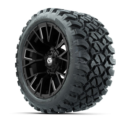 GTW® Vandal Matte Black/Machined 14 in Wheels with 23X10-R14 Nomad Steel Belt Radial All-Terrain Tires – Full Set