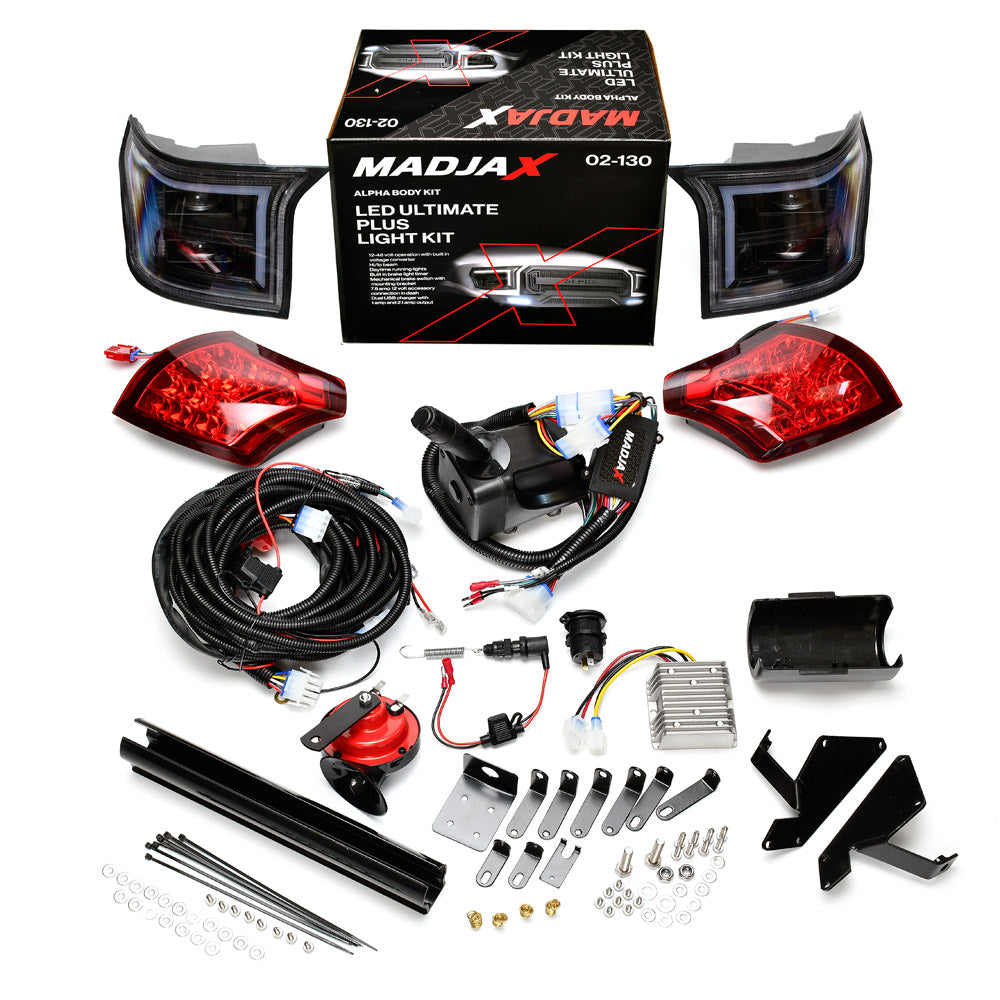 ALPHA Club Car Precedent Off-Road Body Kit in Red with Ultimate Plus Light Kit
