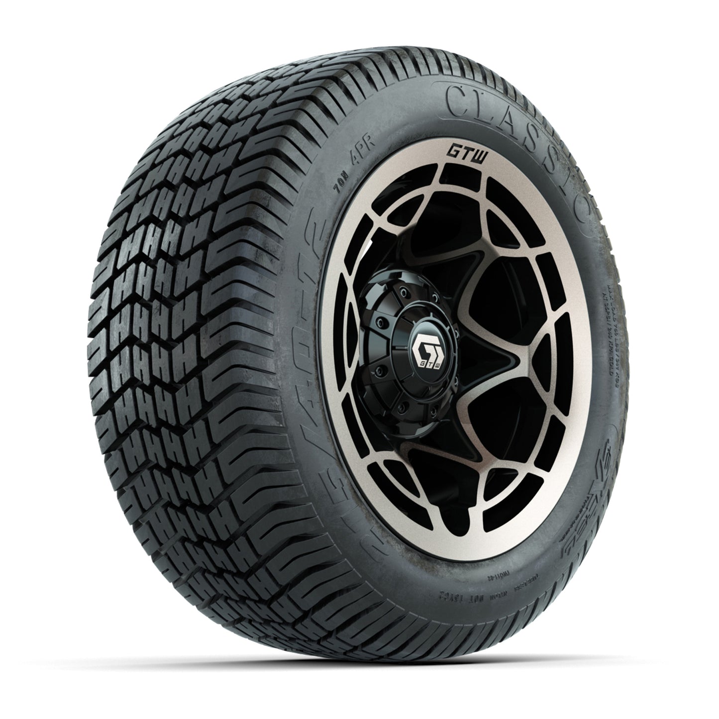 GTW® Nexus Black/Bronze 12 in Wheels with 215/40-12 Excel Classic Street Tires – Full Set