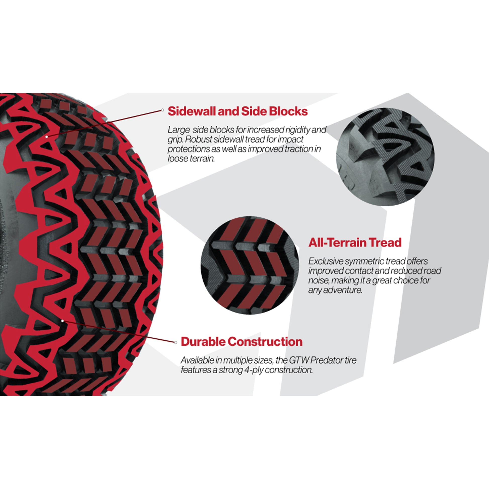 Set of (4) 14 in GTW Bravo Wheels with 23x10-14 GTW Predator All-Terrain Tires