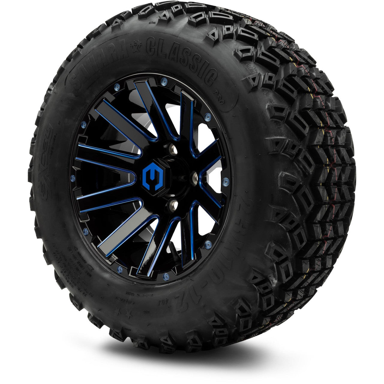 MODZ® 12" Mauler Blue and Black with Ball Mill Wheels & Off-Road Tires Combo