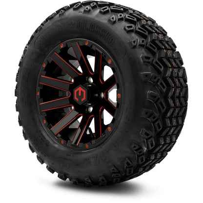 MODZ® 12" Mauler Red and Black with Ball Mill Wheels & Off-Road Tires Combo