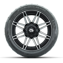 GTW® Stealth Black/Machined 14 in Wheels with 225/40-R14 Fusion GTR Steel Belt Radial Street Tires – Full Set