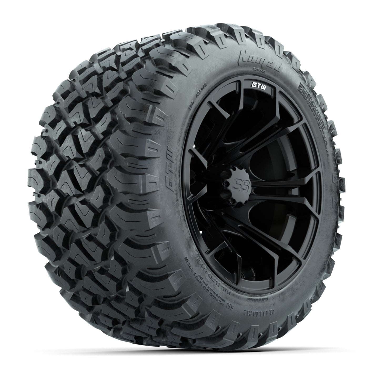 GTW® Spyder Matte Black 12 in Wheels with 22X11-R12 Nomad Steel Belt Radial All-Terrain Tires – Full Set