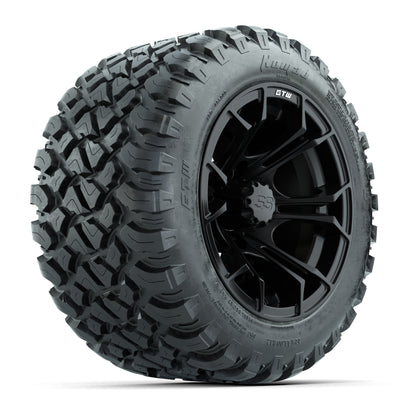 GTW® Spyder Matte Black 12 in Wheels with 22X11-R12 Nomad Steel Belt Radial All-Terrain Tires – Full Set