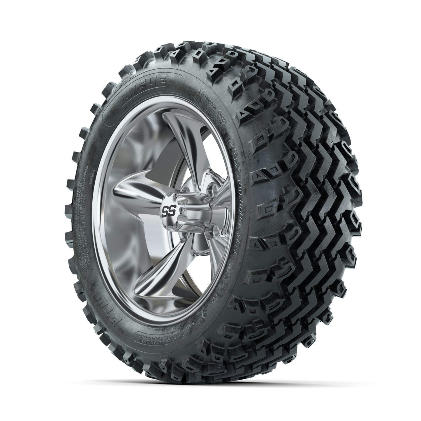 GTW Godfather Chrome 14 in Wheels with 23x10.00-14 Rogue All Terrain Tires - Full Set