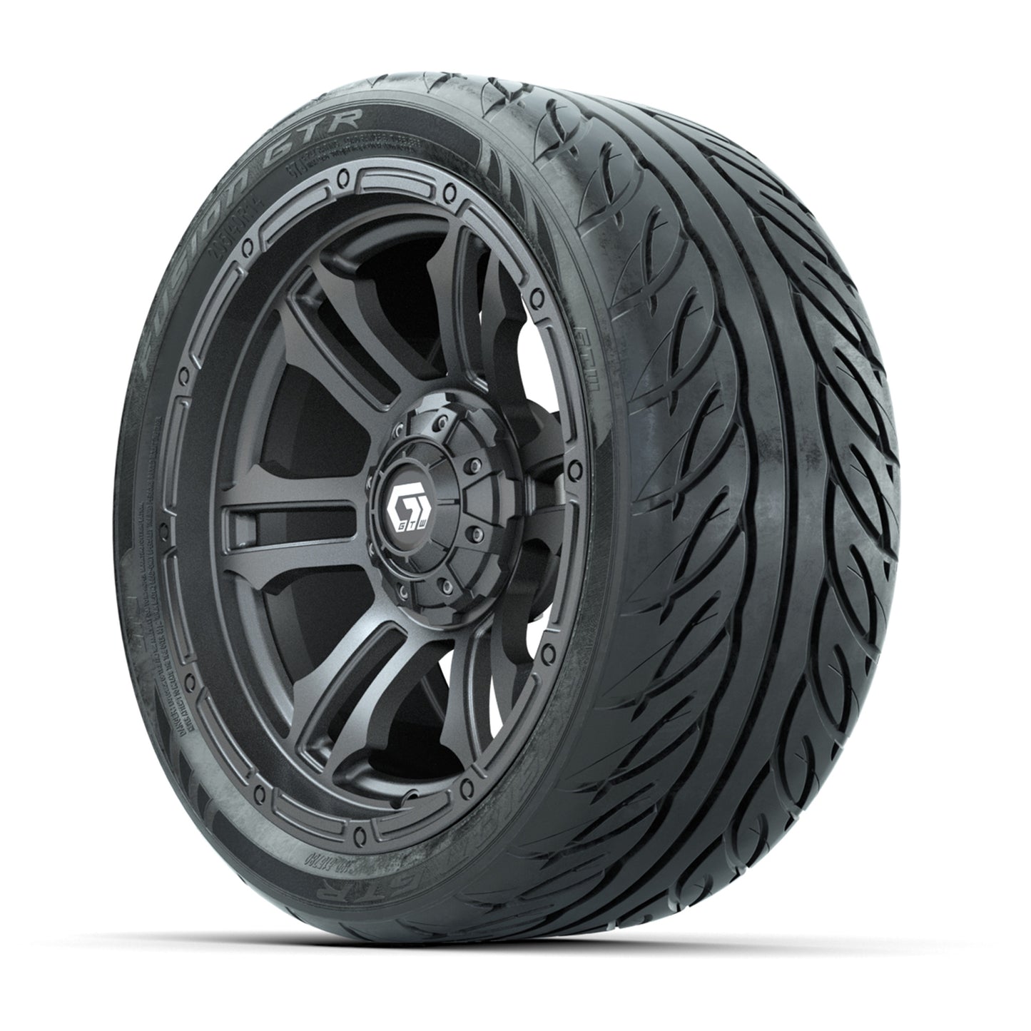 GTW® Shogun Gunmetal 14 in Wheels with 205/40-R14 Fusion GTR Steel Belted Street Tires – Full Set