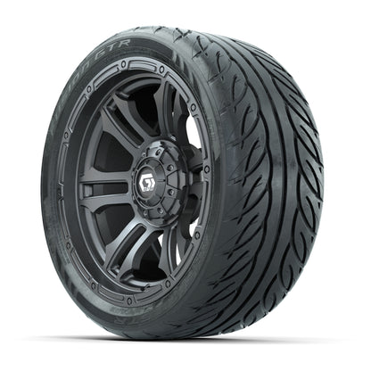 GTW® Shogun Gunmetal 14 in Wheels with 205/40-R14 Fusion GTR Steel Belted Street Tires – Full Set