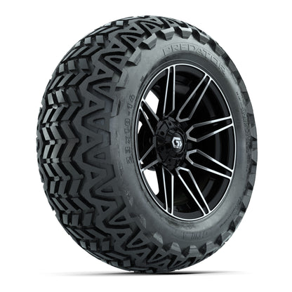 GTW® Stealth Gloss Black/Machined 14 in Wheels with 23x10-14 Predator All-Terrain Tires – Full Set