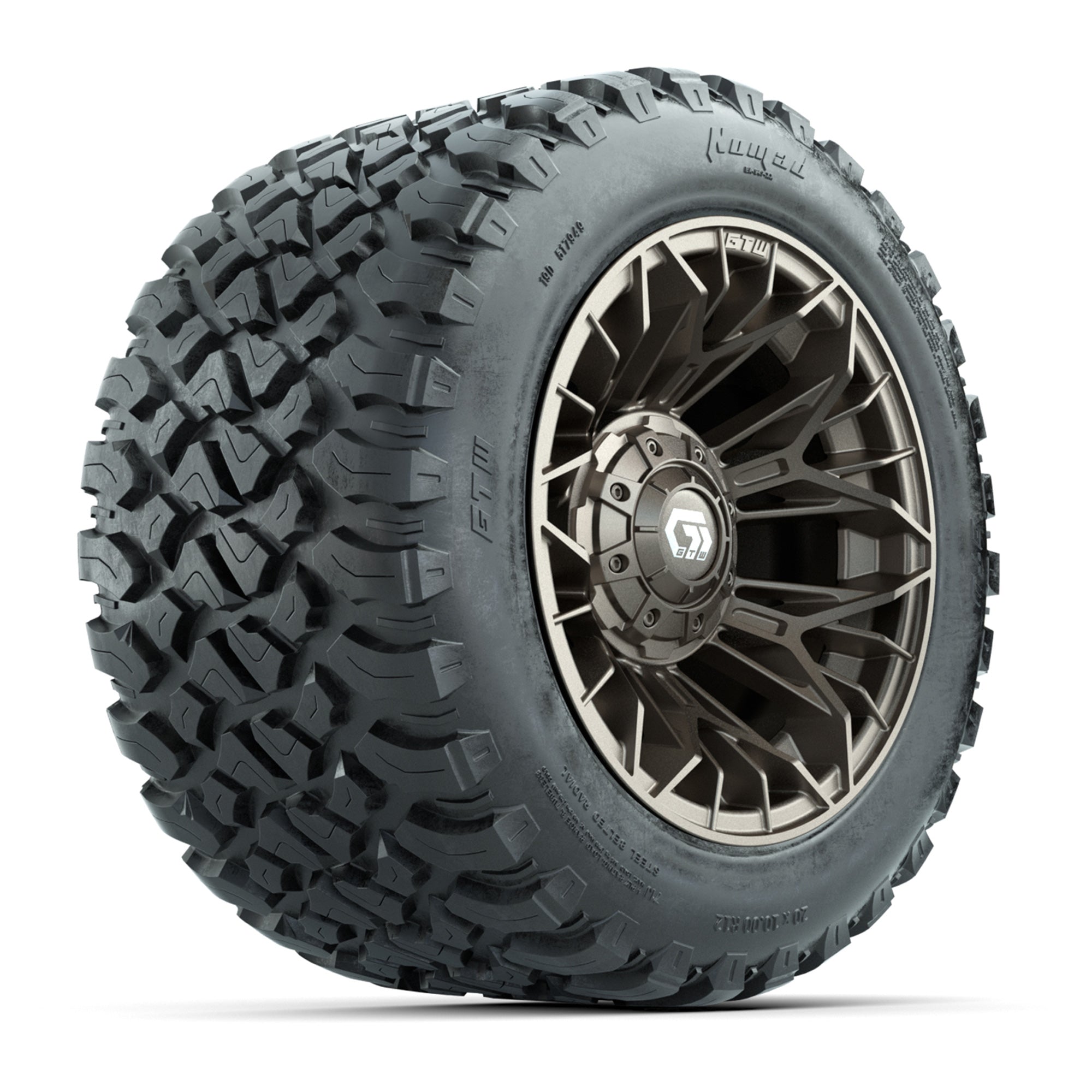 GTW® Stellar Matte Bronze 12 in Wheels with 20X10-12 Nomad Steel Belt Radial All-Terrain Tires - Full Set
