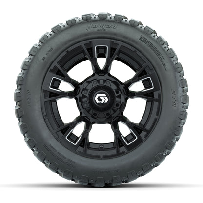 GTW® Vandal Matte Black/Machined 12 in Wheels with 20X10-12 Nomad Steel Belt Radial All-Terrain Tires – Full Set