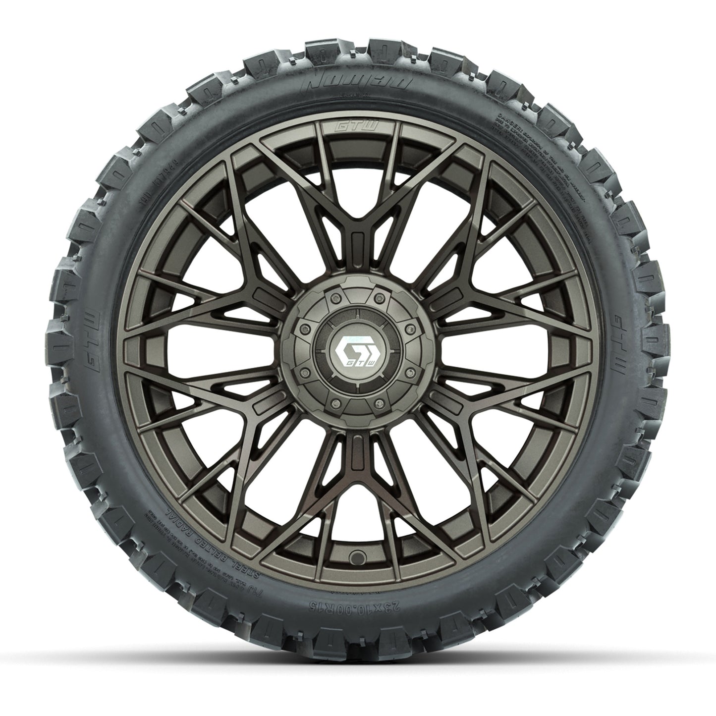 Set of (4) 15 in GTW® Stellar Matte Bronze Wheels with 23x10-R15 Nomad All-Terrain Tires