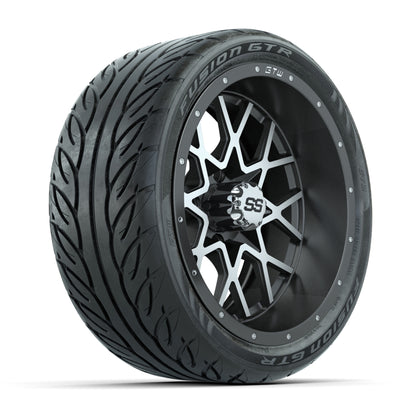 GTW® Vortex 2 Matte Gray/Machined 14 in Wheels with 205/40-R14 Fusion GTR Steel Belt Radial Street Tires – Full Set