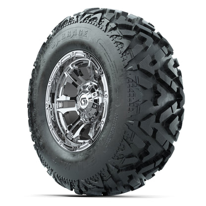 GTW® Shogun Chrome 12 in Wheels with 25X10-12 Barrage Mud Tires – Full Set