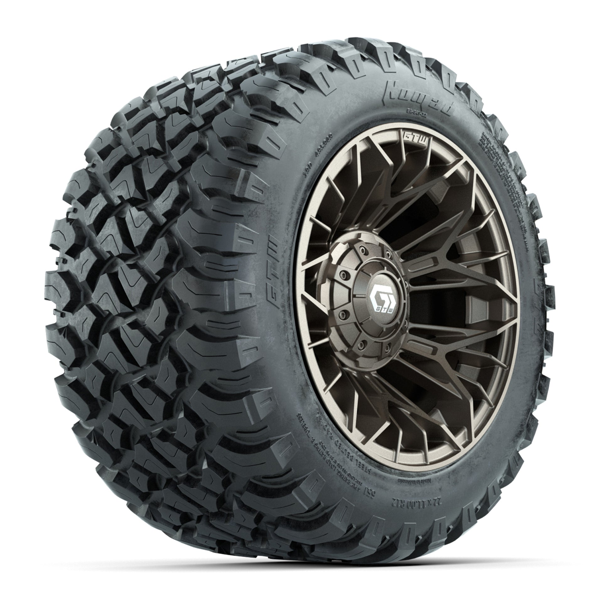 Set of (4) 12 in GTW® Stellar Matte Bronze Wheels with 22x11-R12 Nomad All-Terrain Tires