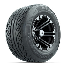 GTW® Specter Black/Machined 12 in Wheels with 255/55-R12 Fusion GTR Steel Belt Radial Street Tires – Full Set