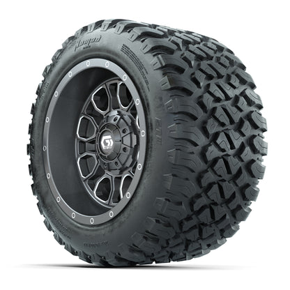 GTW® Volt Gunmetal 12 in Wheels with 20X10-12 Nomad Steel Belt Radial All-Terrain Tires – Full Set