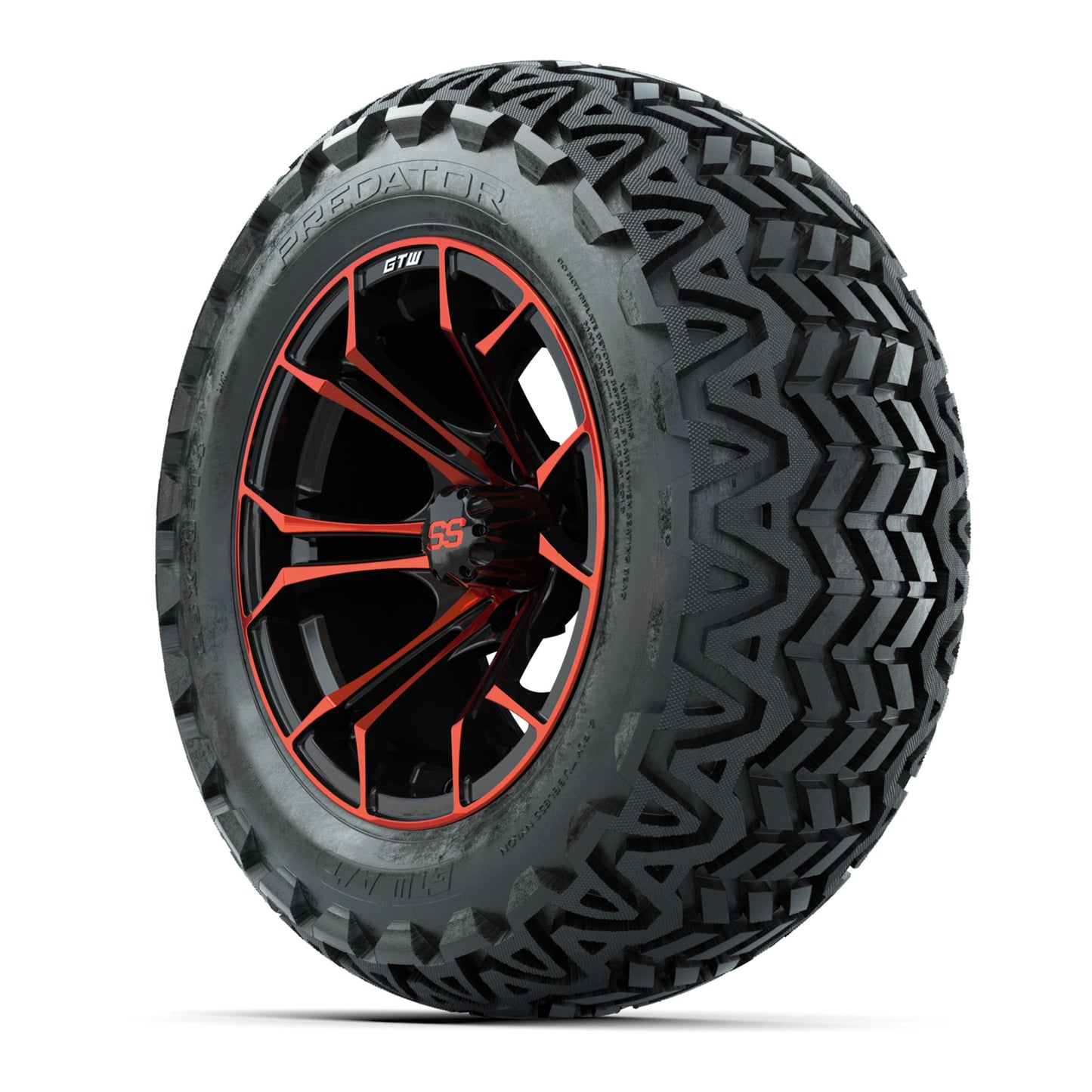 GTW Spyder Red/Black 14 in Wheels with 23x10-14 GTW Predator All-Terrain Tires – Full Set