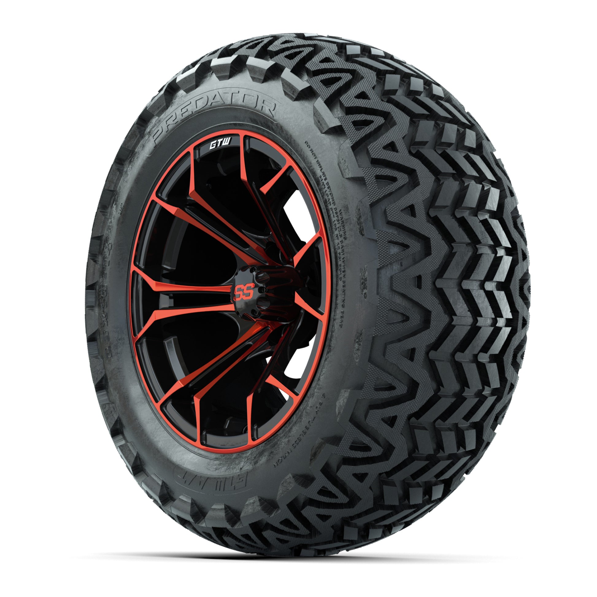 GTW Spyder Red/Black 14 in Wheels with 23x10-14 GTW Predator All-Terrain Tires – Full Set