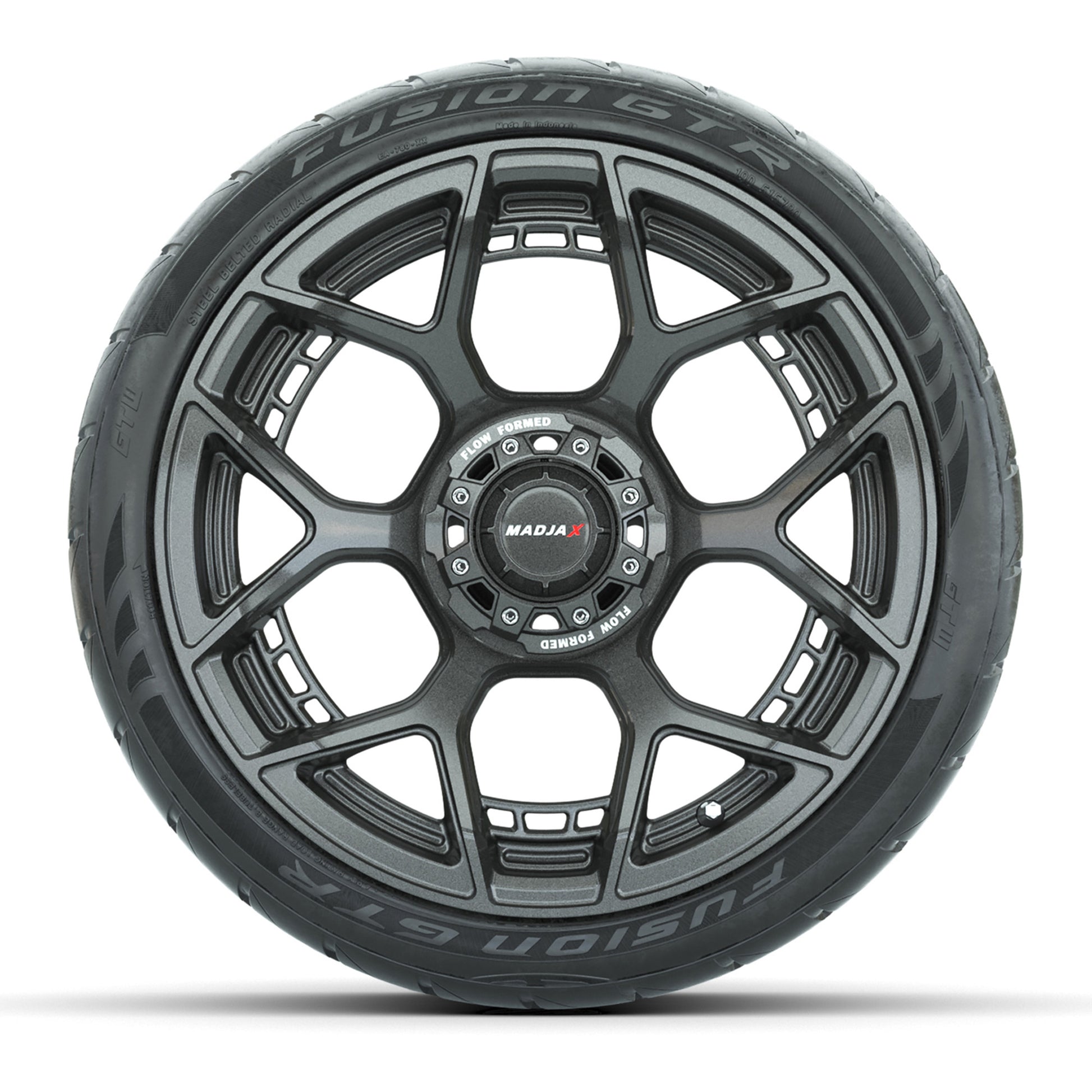 Set of (4) 15" MadJax® Flow Form Evolution Gunmetal Wheels with GTW® Fusion GTR Street Tires