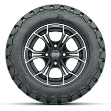 GTW® Spyder Matte Gray/Machined 12 in Wheels with 22X10-12 Timberwolf All-Terrain Tires – Full Set