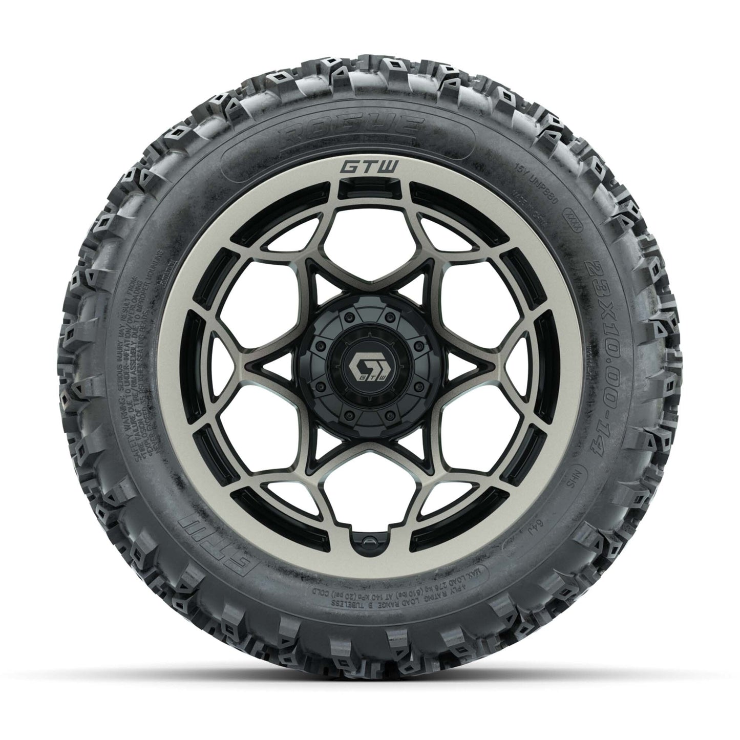 GTW® Nexus Black/Bronze 14 in Wheels with 23X10.00-14 Rogue All-Terrain Tires – Full Set