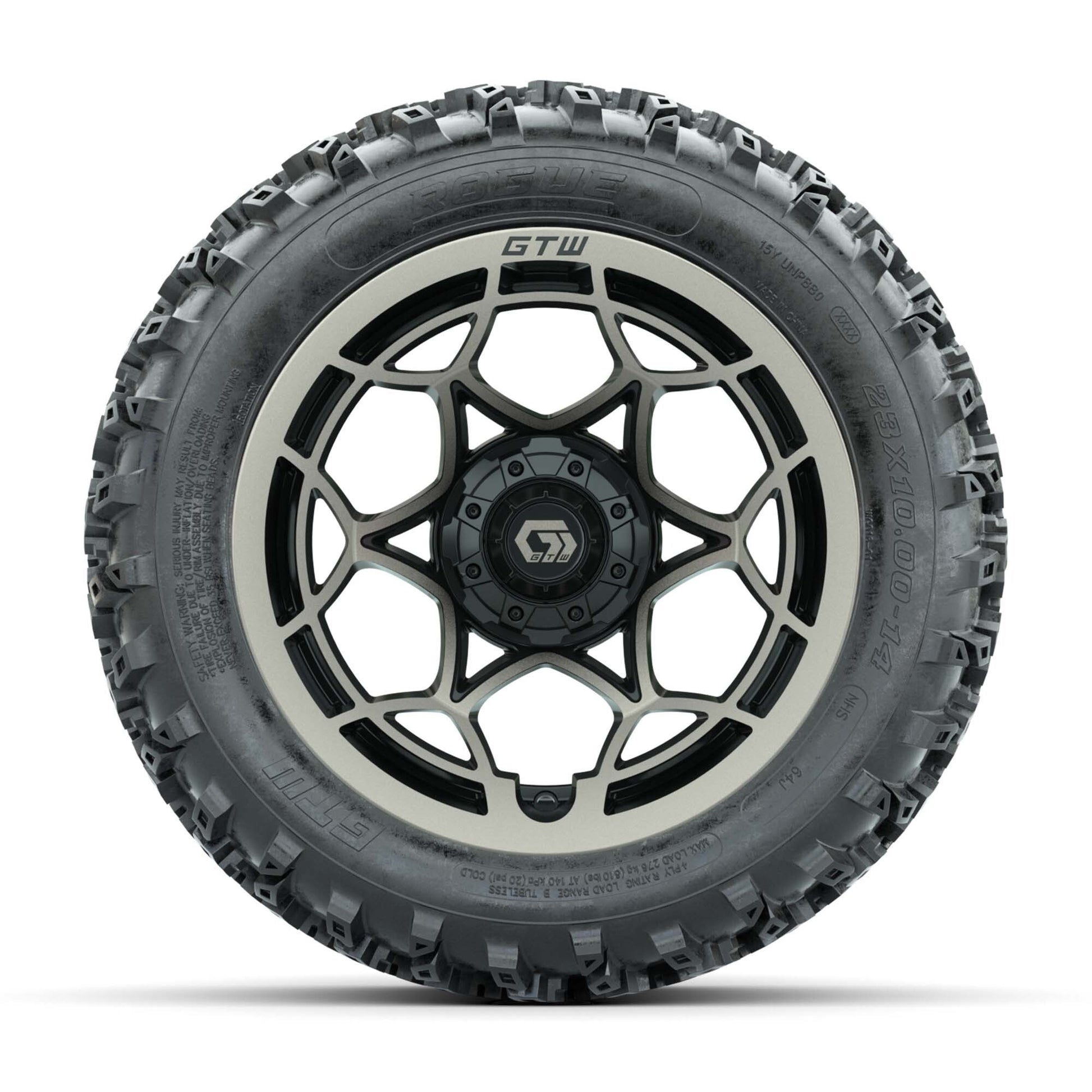 GTW® Nexus Black/Bronze 14 in Wheels with 23X10.00-14 Rogue All-Terrain Tires – Full Set