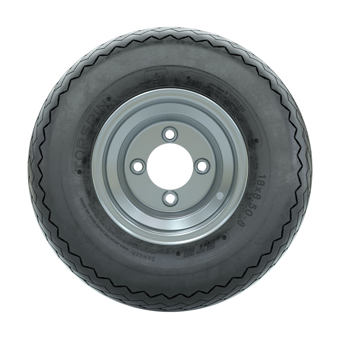 8" GTW® Topspin Tire & Silver Steel Wheel Assembly