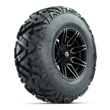 GTW® Stealth Black/Machined 12 in Wheels with 25X10-12 Barrage Mud Tires – Full Set