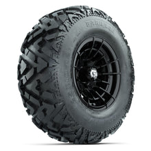 GTW® Boost Gloss Black 12 in Wheels with 25X10-12 Barrage Mud Tires – Full Set