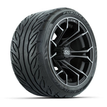 GTW® Spyder Matte Gray/Machined 12 in Wheels with 215/40-R12 Fusion GTR Steel Belt Radial Street Tires – Full Set