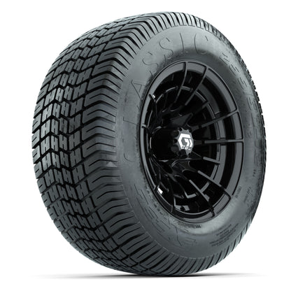 GTW® Boost Gloss Black 12 in Wheels with 255/50-12 Excel Classic Street Tires – Full Set