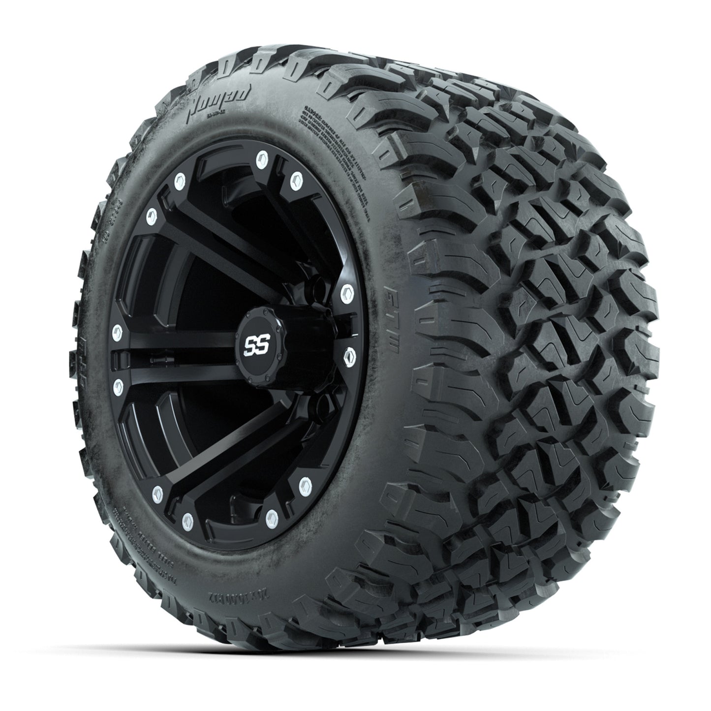GTW® Specter Matte Black 12 in Wheels with 20X10-12 Nomad Steel Belt Radial All-Terrain Tires – Full Set